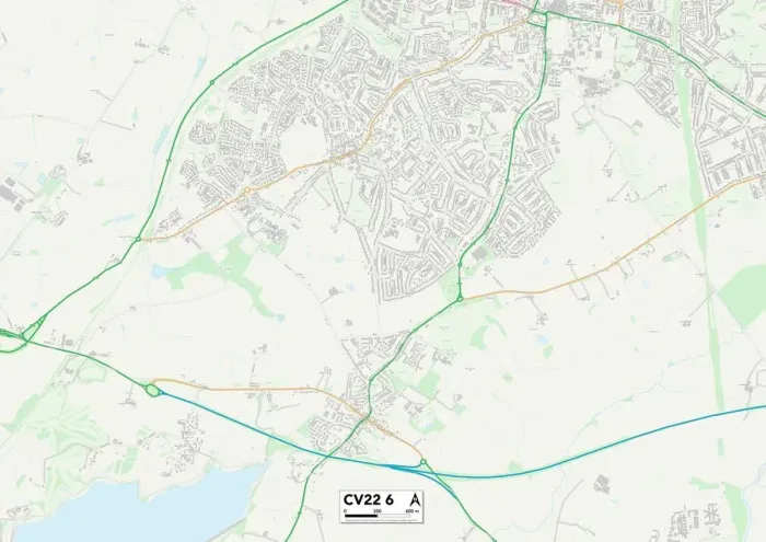 Framed Print : Rugby CV22 6 Postcode Sector Print Map Framed Print : Rugby CV22 6 Postcode Sector Print Map