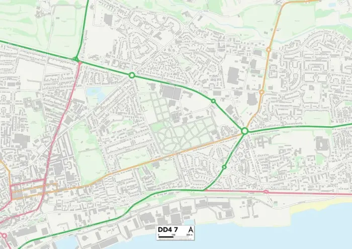Framed Print : Dundee DD4 7 Print Map Sector Framed Print : Dundee DD4 7 Print Map Sector