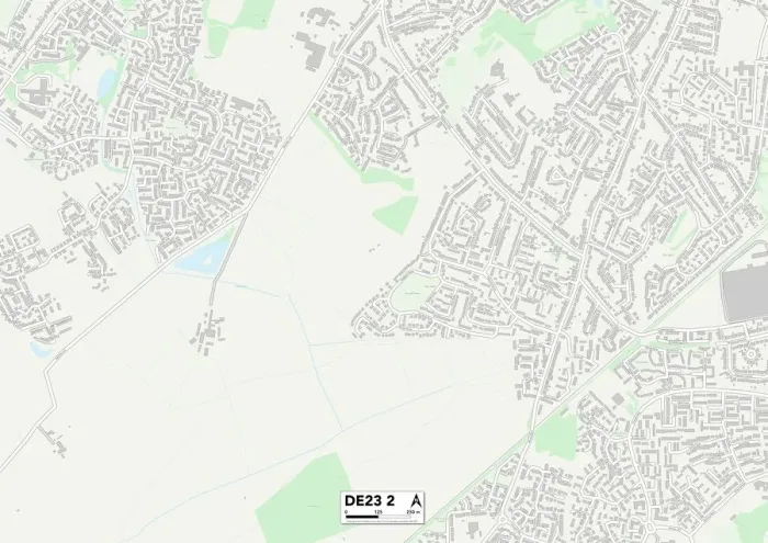 Framed Print : Derby DE23 2 Postcode Sector Print Map Framed Print : Derby DE23 2 Postcode Sector Print Map