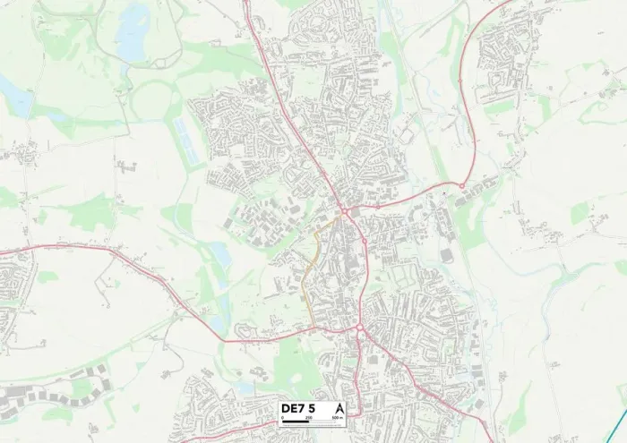Framed Print : Erewash DE7 5 Postcode Sector Print Map Framed Print : Erewash DE7 5 Postcode Sector Print Map