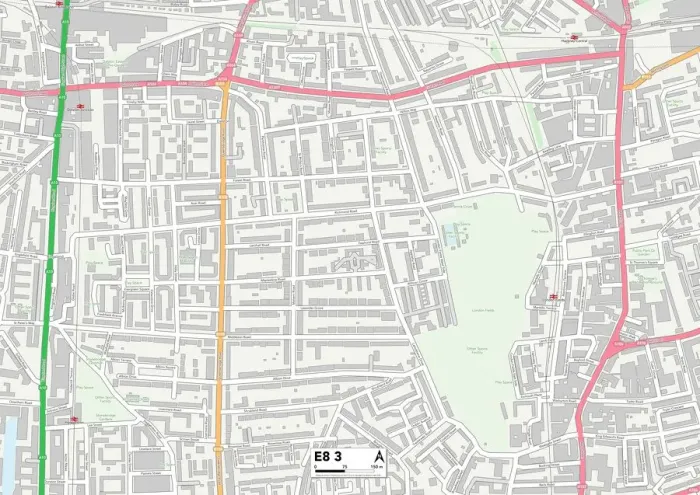 Framed Print : Hackney E8 3 Postcode Sector Print Map Framed Print : Hackney E8 3 Postcode Sector Print Map