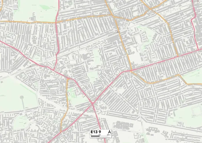 Framed Print : Newham E13 9 Print Postcode Sector Map Framed Print : Newham E13 9 Print Postcode Sector Map