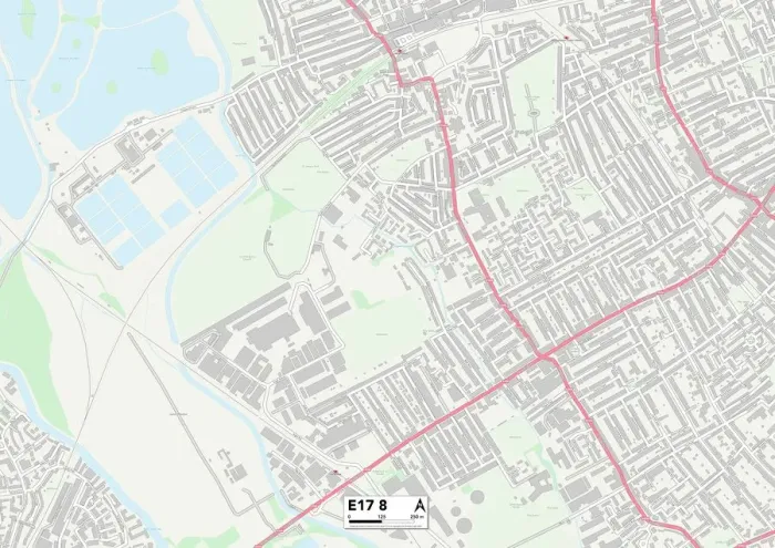 Framed Print : Waltham Forest E17 8 Postcode Sector Print Map Framed Print : Waltham Forest E17 8 Postcode Sector Print Map