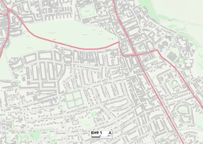 Framed Print : Edinburgh EH9 1 Postcode Sector Print Map