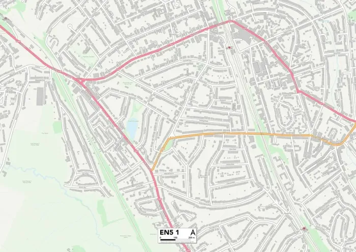 Framed Print : Barnet EN5 1 Postcode Sector Print Map Framed Print : Barnet EN5 1 Postcode Sector Print Map