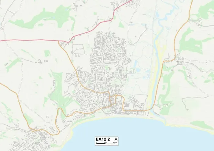 Framed Print : Exeter EX12 2 Postcode Sector Print Map Framed Print : Exeter EX12 2 Postcode Sector Print Map