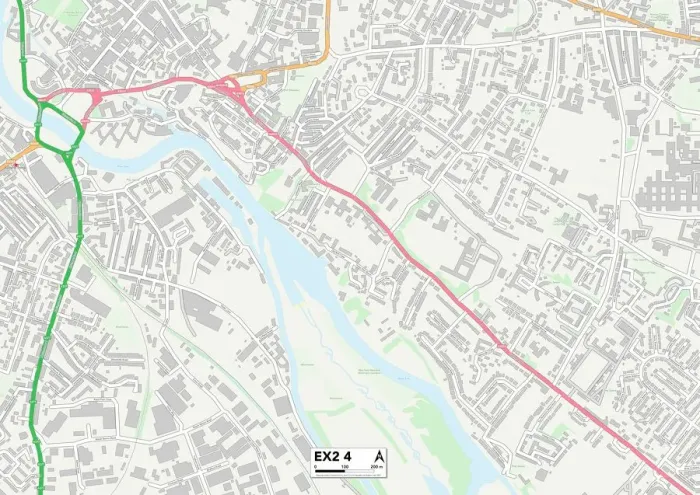 Framed Print : Exeter EX2 4 Print Map Sector Framed Print : Exeter EX2 4 Print Map Sector
