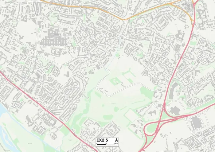 Framed Print : Exeter EX2 5 Postcode Sector Print Map Framed Print : Exeter EX2 5 Postcode Sector Print Map