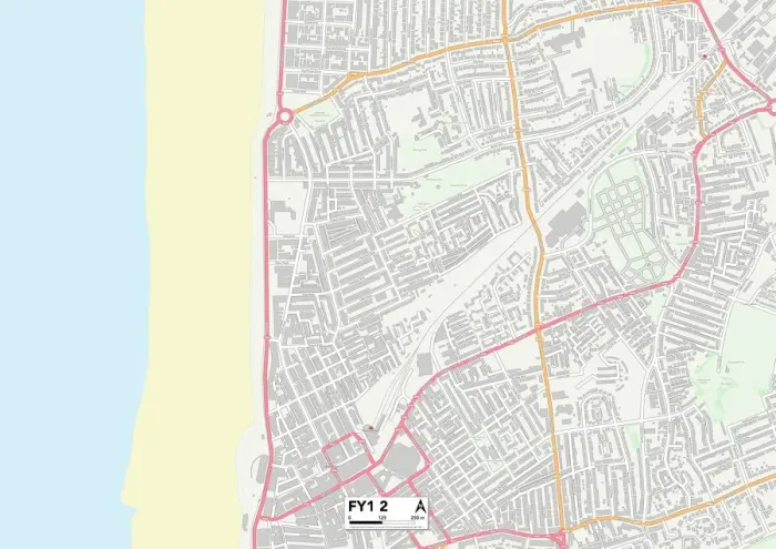 Framed Print : Blackpool FY1 2 Print Map Sector Framed Print : Blackpool FY1 2 Print Map Sector