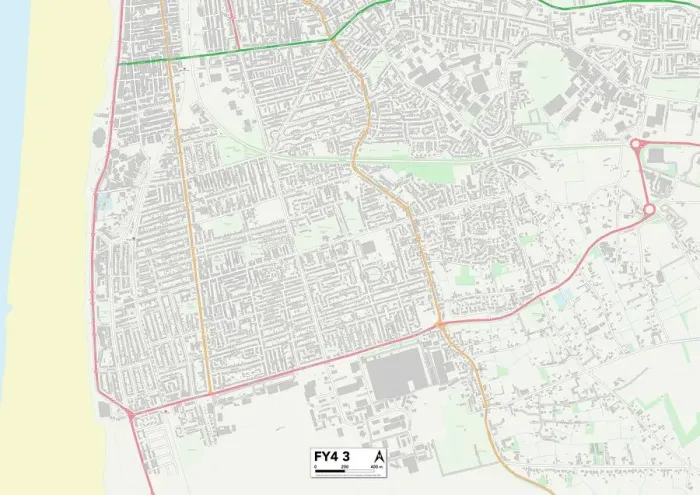 Framed Print : Blackpool FY4 3 Print Postcode Sector Map Framed Print : Blackpool FY4 3 Print Postcode Sector Map