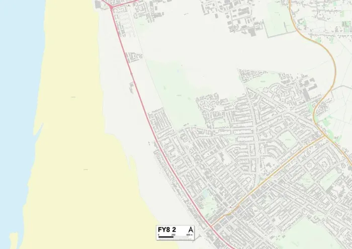 Framed Print : Fylde FY8 2 Postcode Sector Print Map Framed Print : Fylde FY8 2 Postcode Sector Print Map