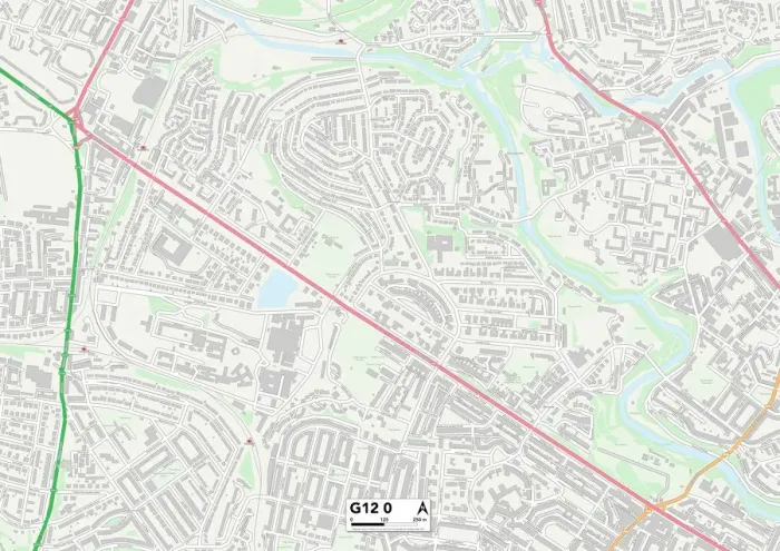 Framed Print : Glasgow G12 0 Print Map Sector Framed Print : Glasgow G12 0 Print Map Sector
