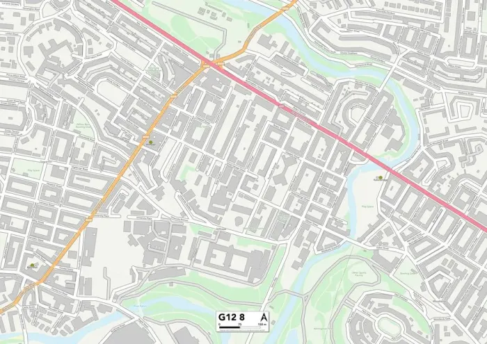 Framed Print : Glasgow G12 8 Print Map Sector Framed Print : Glasgow G12 8 Print Map Sector