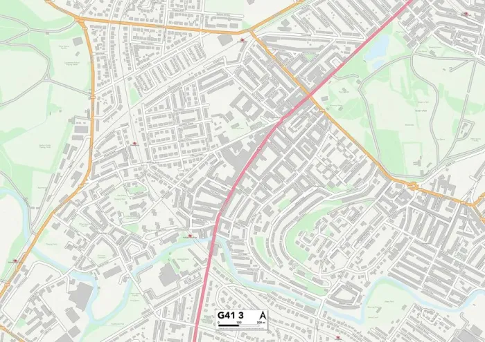 Framed Print : Glasgow G41 3 Print Map Sector Framed Print : Glasgow G41 3 Print Map Sector
