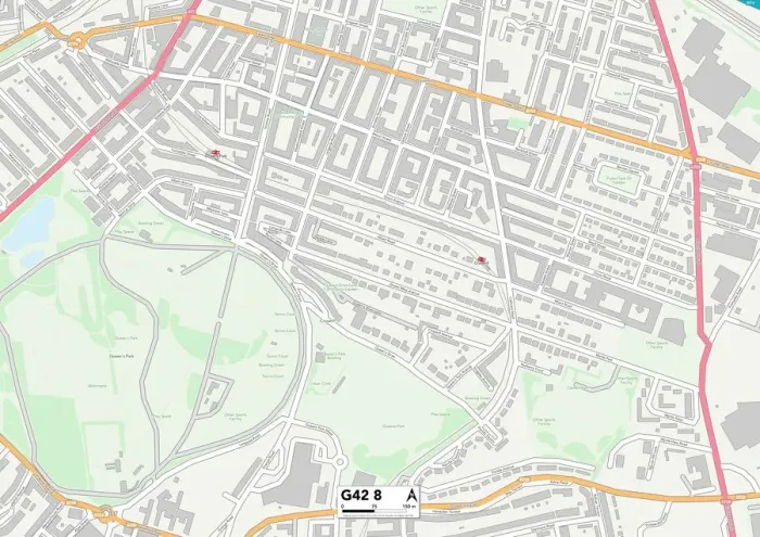 Framed Print : Glasgow G42 8 Print Map Sector