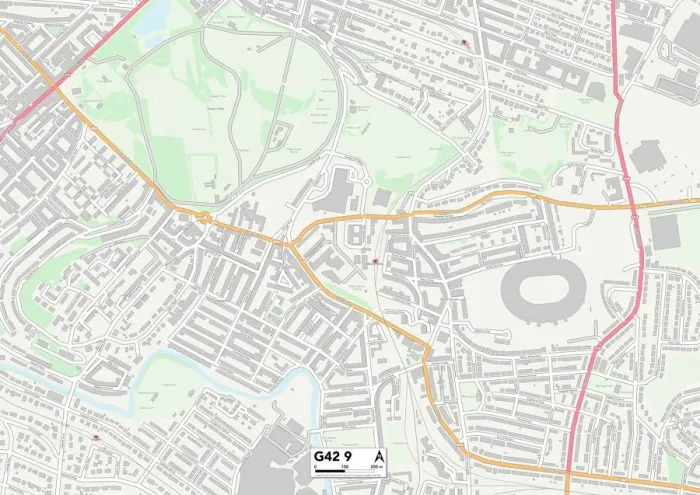 Framed Print : Glasgow G42 9 Postcode Sector Print Map Framed Print : Glasgow G42 9 Postcode Sector Print Map