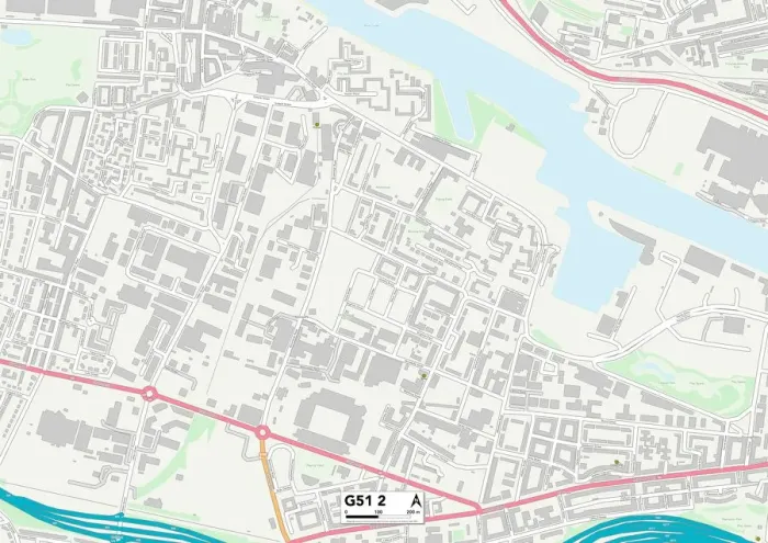 Framed Print : Glasgow G51 2 Print Map Sector Framed Print : Glasgow G51 2 Print Map Sector