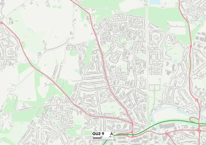 Framed Print : Guildford GU2 9 Print Map Sector Framed Print : Guildford GU2 9 Print Map Sector