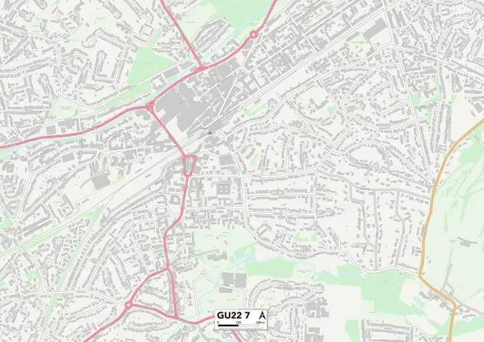 Framed Print : Woking GU22 7 Print Map Postcode Sector Framed Print : Woking GU22 7 Print Map Postcode Sector