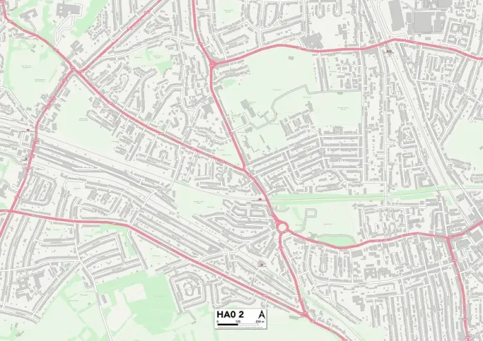 Framed Print : Harrow HA0 2 Postcode Sector Print Map Framed Print : Harrow HA0 2 Postcode Sector Print Map