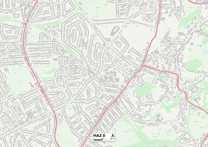Framed Print : Harrow HA2 0 Print Map Postcode Sector Framed Print : Harrow HA2 0 Print Map Postcode Sector