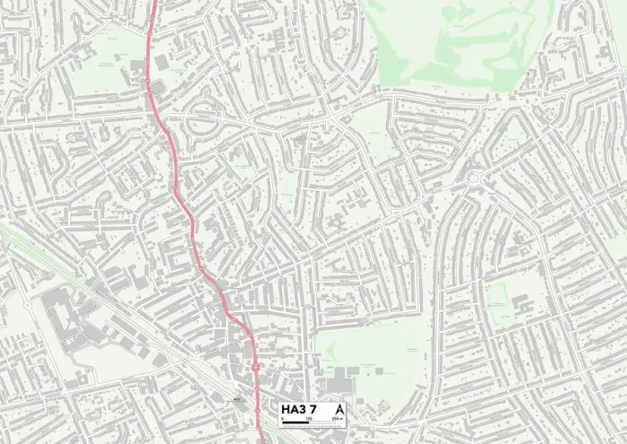 Framed Print : Harrow HA3 7 Postcode Sector Print Map Framed Print : Harrow HA3 7 Postcode Sector Print Map