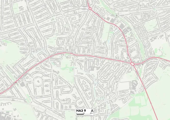 Framed Print : Harrow HA3 9 Postcode Sector Print Map Framed Print : Harrow HA3 9 Postcode Sector Print Map