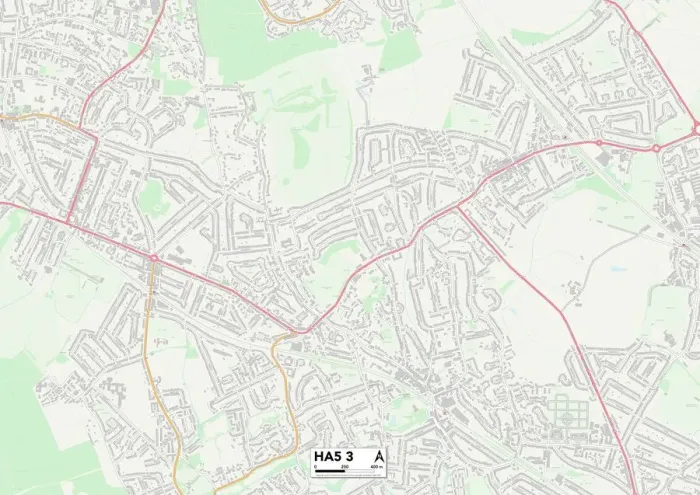 Framed Print : Harrow HA5 3 Postcode Sector Print Map Framed Print : Harrow HA5 3 Postcode Sector Print Map