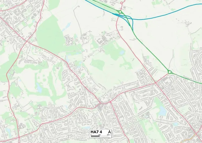 Framed Print : Harrow HA7 4 Postcode Sector Print Map Framed Print : Harrow HA7 4 Postcode Sector Print Map