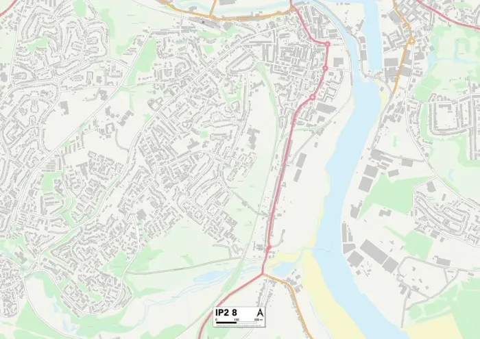 Framed Print : Ipswich IP2 8 Print Map Sector Framed Print : Ipswich IP2 8 Print Map Sector