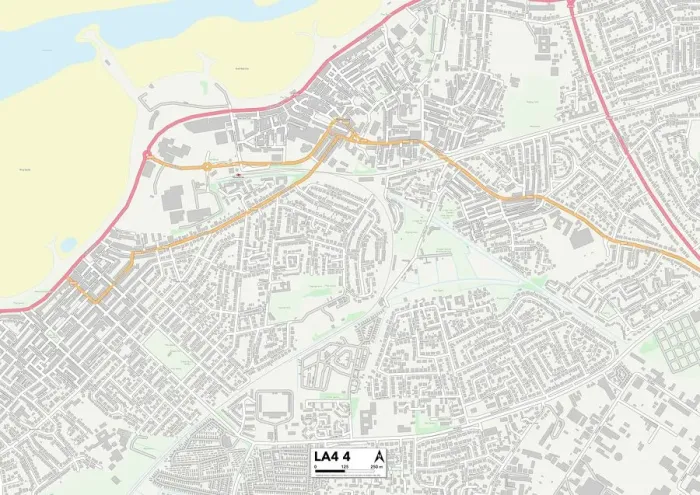 Framed Print : Lancaster LA4 4 Postcode Sector Print Map Framed Print : Lancaster LA4 4 Postcode Sector Print Map