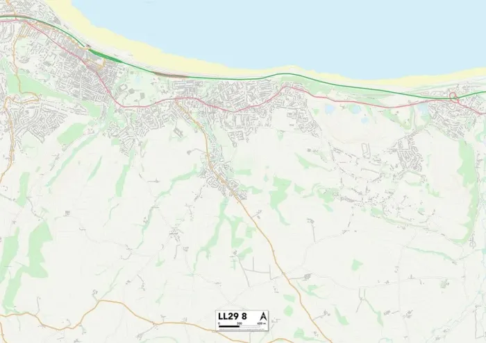 Framed Print : Conwy LL29 8 Postcode Sector Print Map