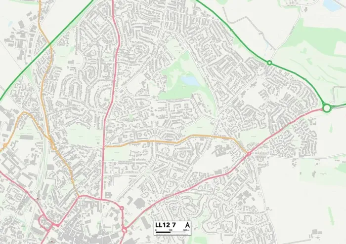 Framed Print : Wrexham LL12 7 Print Map Sector Framed Print : Wrexham LL12 7 Print Map Sector