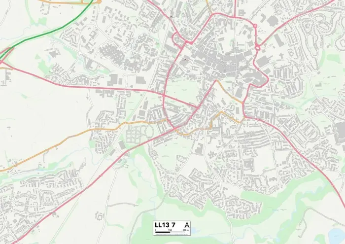 Framed Print : Wrexham LL13 7 Postcode Sector Print Map Framed Print : Wrexham LL13 7 Postcode Sector Print Map