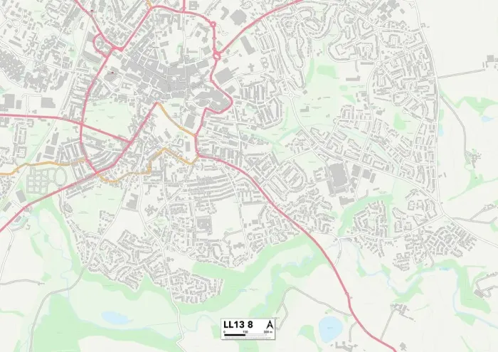 Framed Print : Wrexham LL13 8 Postcode Sector Print Map Framed Print : Wrexham LL13 8 Postcode Sector Print Map