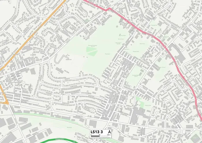Framed Print : Leeds LS13 3 Postcode Sector Print Map