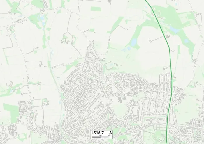 Framed Print : Leeds LS16 7 Postcode Sector Print Map