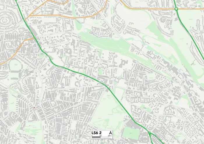 Framed Print : Leeds LS6 2 Postcode Sector Print Map Framed Print : Leeds LS6 2 Postcode Sector Print Map