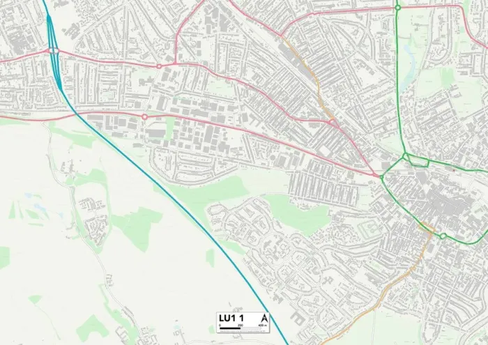 Framed Print : Luton LU1 1 Postcode Sector Print Map
