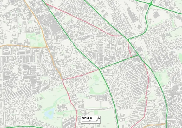 Framed Print : Manchester M13 0 Print Map Sector Framed Print : Manchester M13 0 Print Map Sector