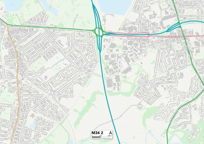 Framed Print : Tameside M34 2 Print Map Sector