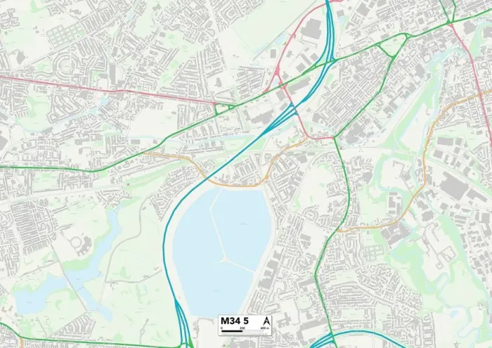 Framed Print : Tameside M34 5 Print Map Sector Framed Print : Tameside M34 5 Print Map Sector