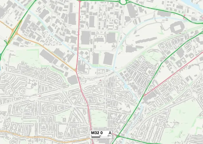 Framed Print : Trafford M32 0 Print Map Sector Guide Framed Print : Trafford M32 0 Print Map Sector Guide