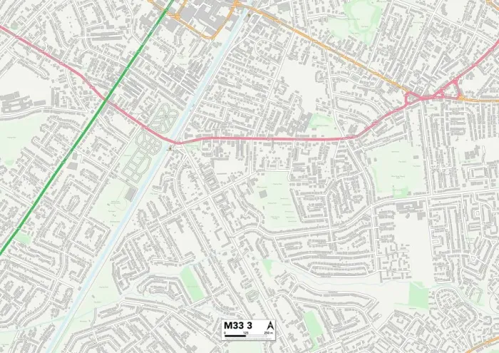 Framed Print : Trafford M33 3 Print Map Sector Framed Print : Trafford M33 3 Print Map Sector