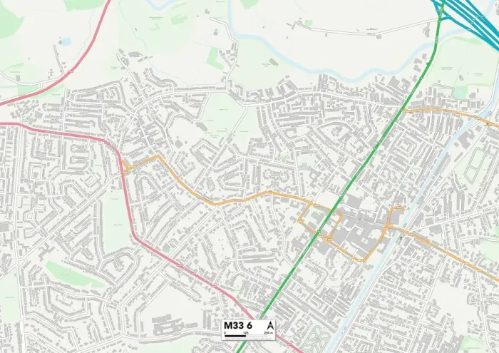 Framed Print : Trafford M33 6 Print Map Sector Guide Framed Print : Trafford M33 6 Print Map Sector Guide