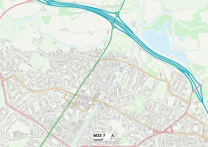 Framed Print : Trafford M33 7 Print Map Sector Framed Print : Trafford M33 7 Print Map Sector