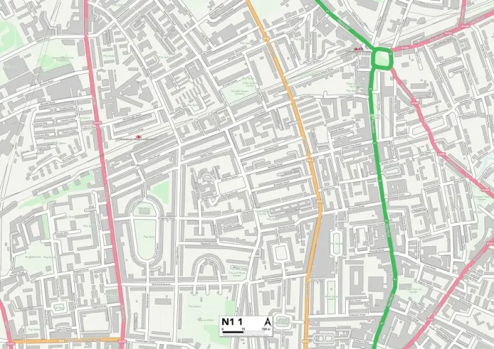 Framed Print : Hackney N1 1 Postcode Sector Print Map Framed Print : Hackney N1 1 Postcode Sector Print Map
