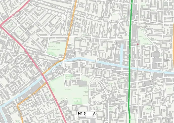 Framed Print : Hackney N1 5 Print Map Postcode Sector Framed Print : Hackney N1 5 Print Map Postcode Sector