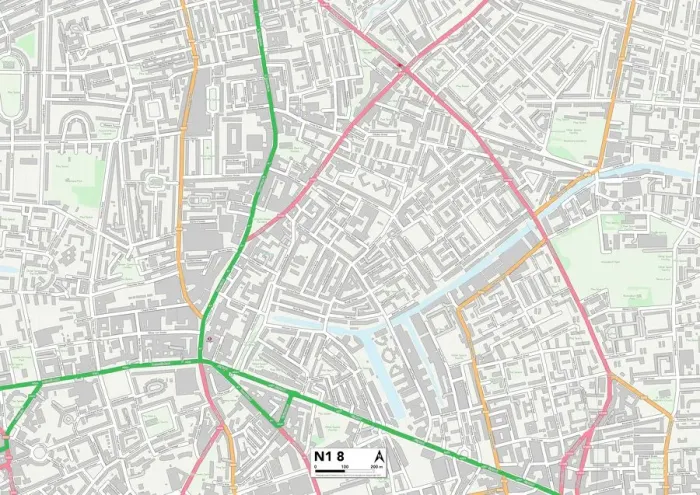 Framed Print : Hackney N1 8 Print Map Sector Framed Print : Hackney N1 8 Print Map Sector