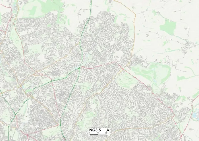 Framed Print : Gedling NG3 5 Print Map Sector Framed Print : Gedling NG3 5 Print Map Sector